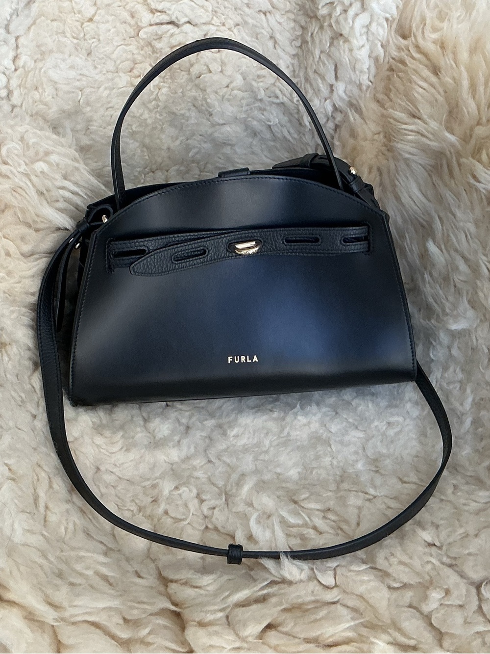 Furla Black Leather MARGHERITA Bag  Medium